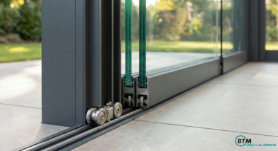 Moderne Terrassenüberdachung aus Aluminium und Glas in Anthrazit von BTM Holz + Alu