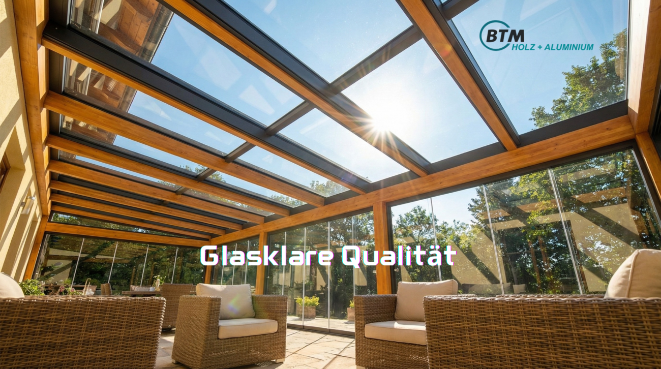 Hochwertiges VSG-Glas für Terrassenüberdachungen und Wintergärten von BTM Holz + Alu