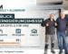 Rückblick-Beitrag der Firma BTM Holz + Aluminium. Oben links das BTM-Firmenlogo. Großer Text: "RÜCKBLICK: MODERNISIERUNGSMESSE" und "EIN VOLLER ERFOLG FÜR UNS!". Icons für Terrassendächer, Wintergärten und Carports. Unten links das Volksbank-Veranstaltungslogo mit dem Text: "18.-19. APRIL | STADTHALLE OSTERHOLZ-SCHARMBECK". Rechts drei lächelnde Männer (BTM-Team) in Arbeitskleidung und Jeans, die Daumen hoch geben, vor einem BTM-Modellstand. Ganz unten die Tagline: "Präzise geplant. Fachgerecht montiert.